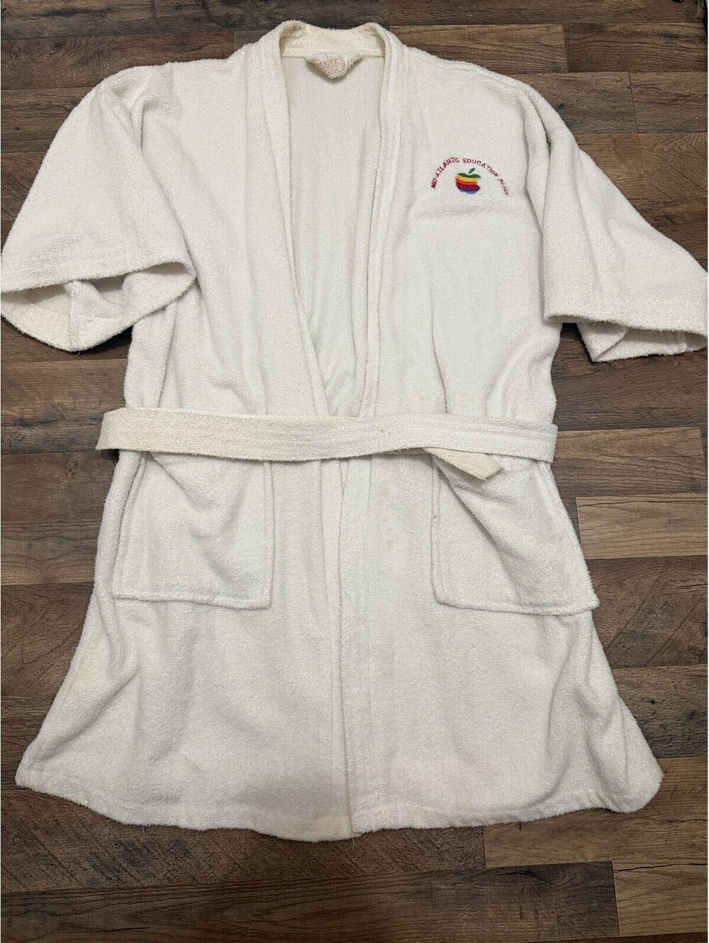 Vintage 90s Apple Inc Terry Cloth Belted Bath Robe White USA